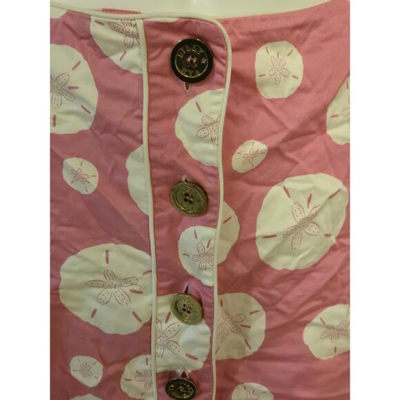 Lily & Van Skirt Sz 4 Button Up Sand Dollar Print Pink/ Gold Button Cotton Blend - Picture 4 of 9